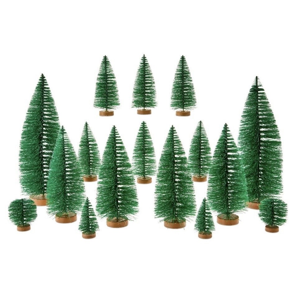 HOLIDAY TIME Christmas Village Trees Set Of 16‎ Christmas Village Accessory NEW